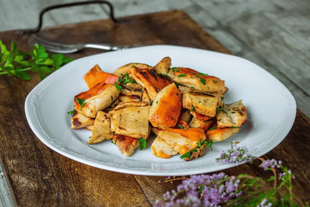 A plate of delicious Chicken of the Woods mushroom dishes